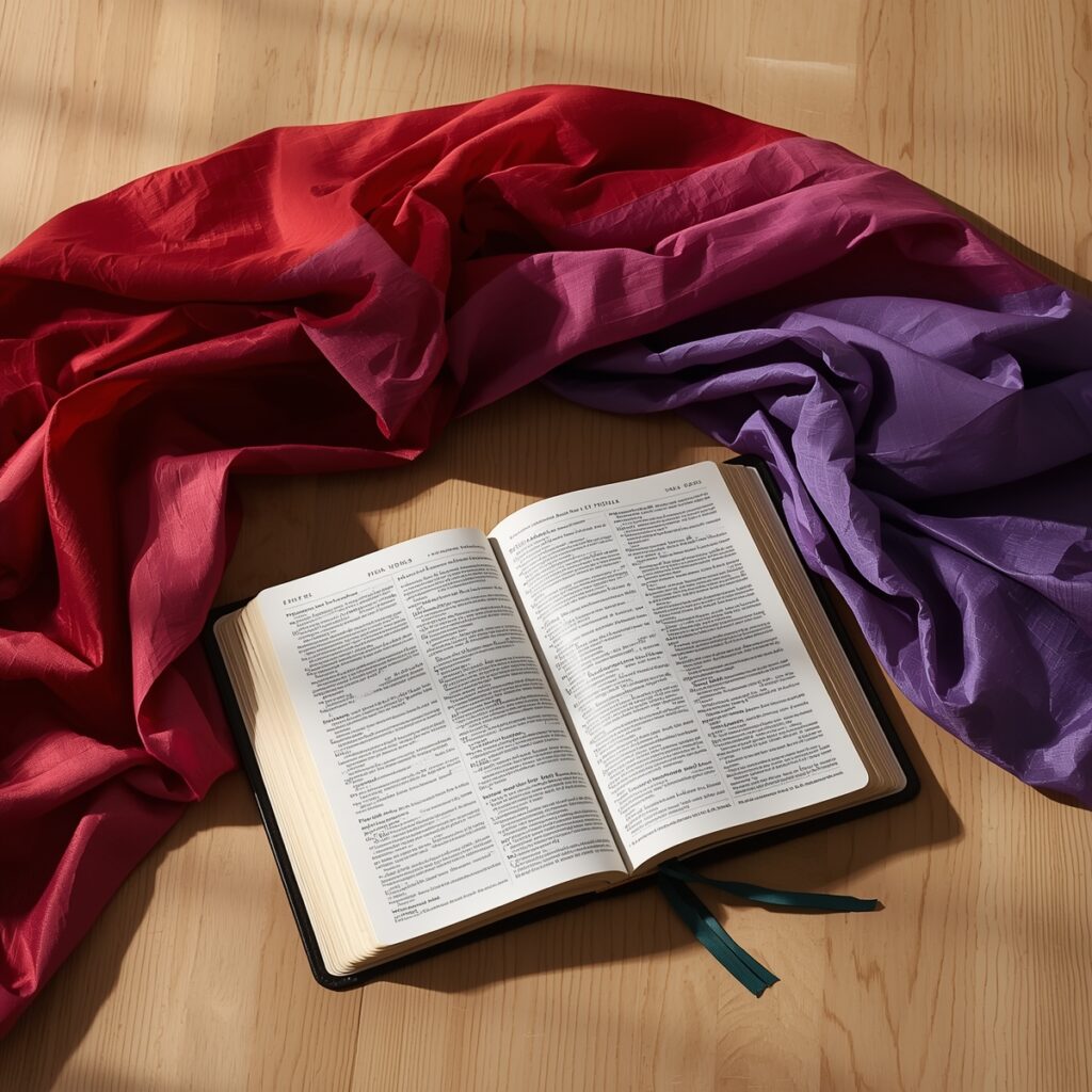 Lucid Origin Une Bible ouverte avec des pages jaunies et des c 2 Voix Lesbiennes